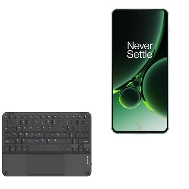 BoxWave Keyboard Compatible with OnePlus Nord 3 - SlimKeys Bluetooth Keyboard with Trackpad, Portable Slim TouchPad - Jet Black