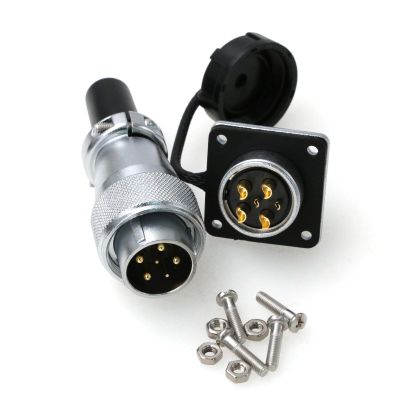 ZBLZGP WS20 6Pin Industrial Wire Connector Panel Mount Waterproof Plug Socket WS20 25A/5A 6 Pin Aviation Power Metal Threaded Soldering Wire to Board Cable
