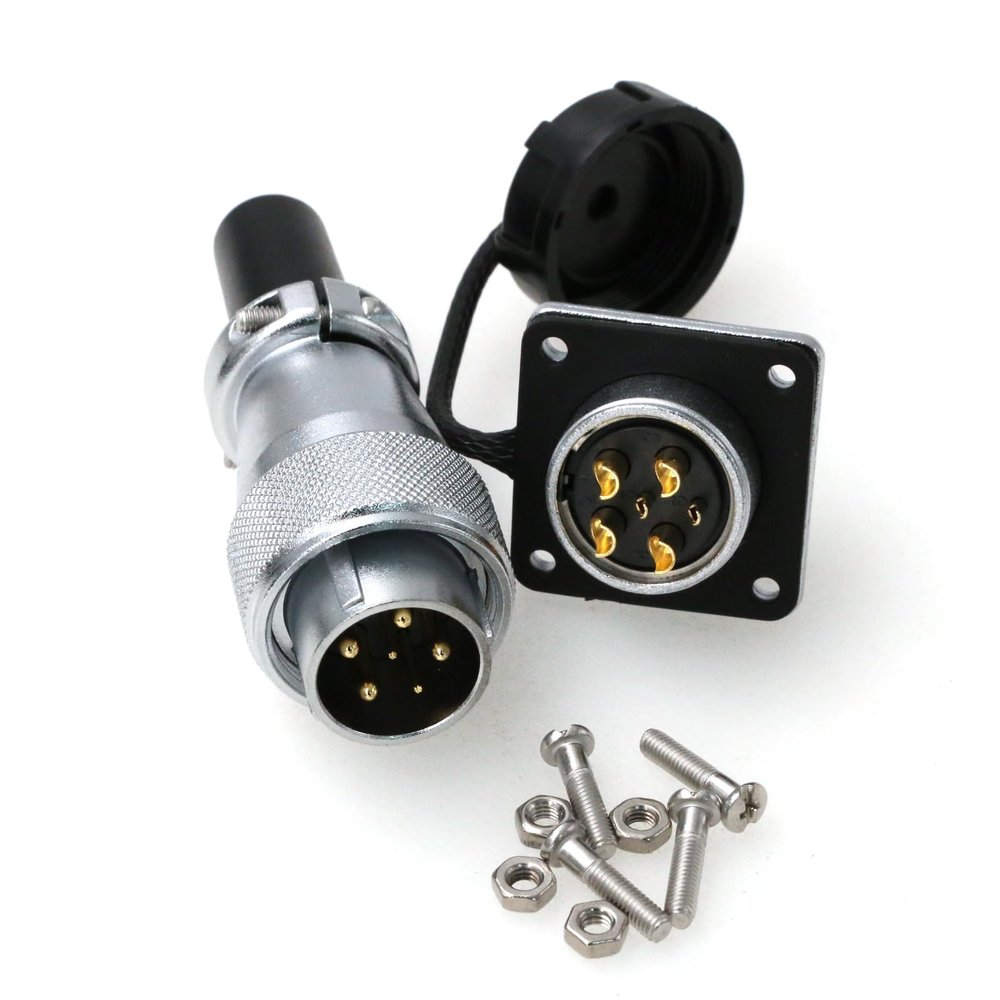 ZBLZGP WS20 6Pin Industrial Wire Connector Panel Mount Waterproof Plug Socket WS20 25A/5A 6 Pin Aviation Power Metal Threaded Soldering Wire to Board Cable