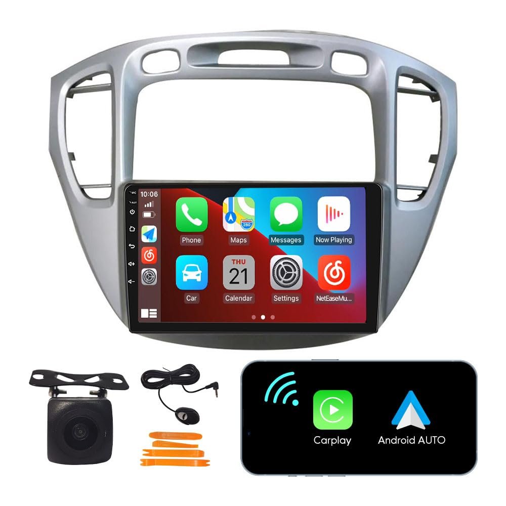 [2G+32G] 9" Carplay Android Auto Touchscreen Autoradio Car Stereo GPS Navigation FM Radio Head Unit WiFi Mirror Link Multimedia Player GPS Radio DSP Fortoyota Highlander 2001 02 03 04 05 06 2007