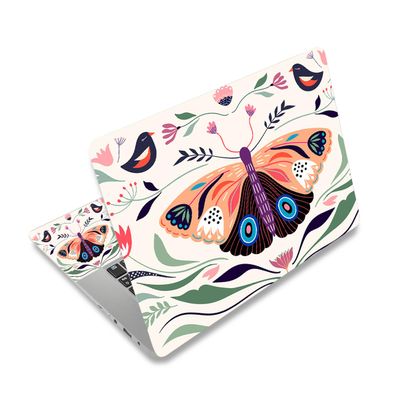 12.1 to 15.6 Inch Laptop Skin Sticker - Universal Netbook & Notebook Art Decal Protector - Reusable Butterflies & Birds