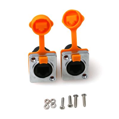 ZBLZGP RJ45 Panel Mount Network Ethernet Signal Connector IP65 Waterproof Coupler RJ45 Panel Socket CAT5 CAT6 (2PCS Yellow)