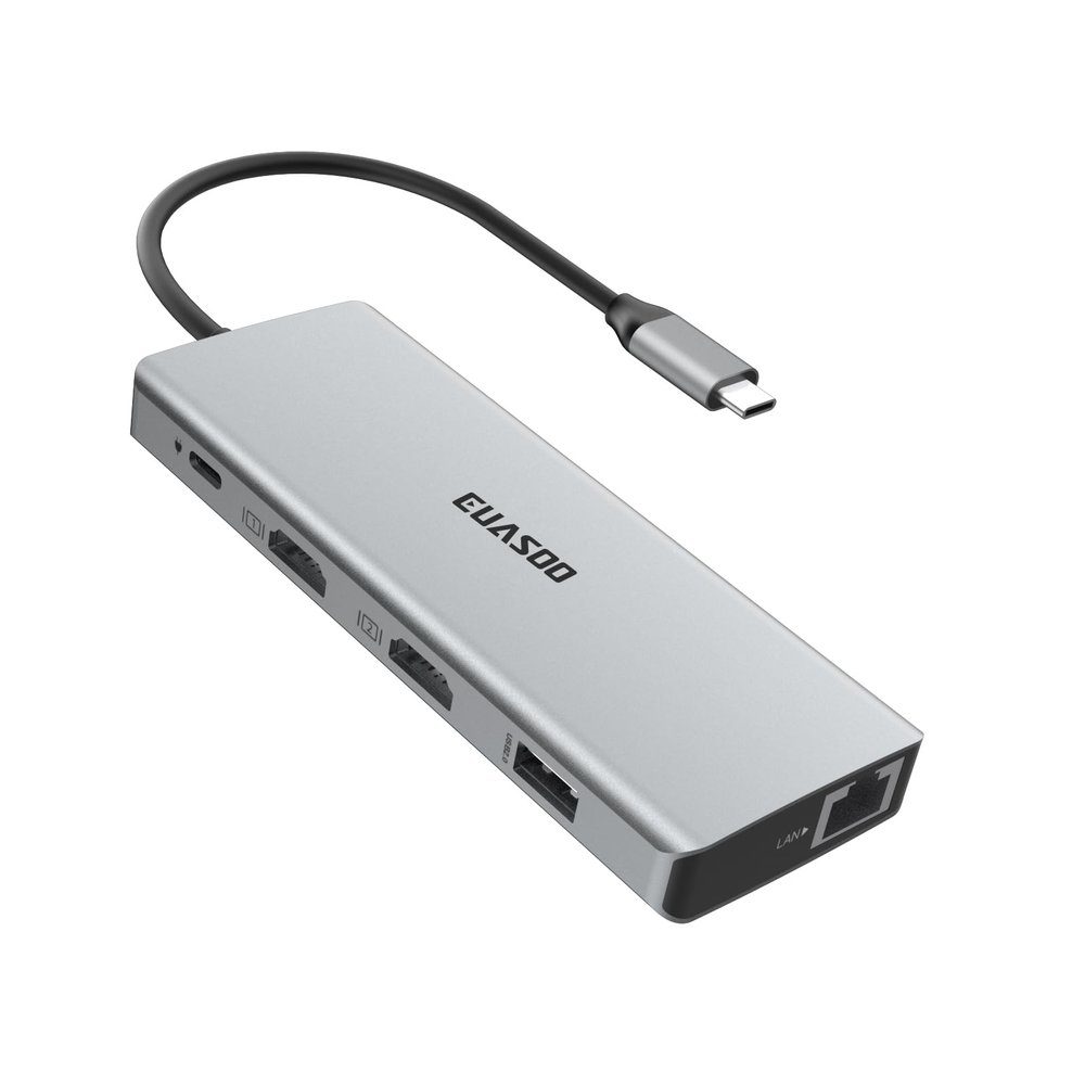 USB C Hub, Docking Station, 11 in 1 Triple Display USB C Docking Station with Dual 4K HDMI/1000Mbps Gigabit Ethernet/PD 3.0/4 USB Ports for USB C Laptops, MacOS Only Support Mirror Mode