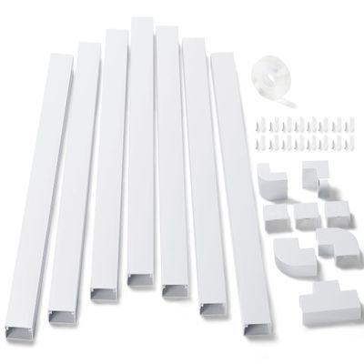 126in Cord Hider Kit, ZhiYo Wire Hiders for TV on Wall, Paintable Cable Management Kit, Wire Cover for Wall Mount TV, White Cable Raceway, Cord Cover Wire Management Kit, 8 x L15.7in W1.18in H0.67in