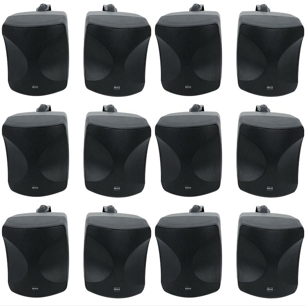 Rockville WET-44 PRO Dual 4" 70V Wall Mount Speakers, Black, 4-Way Swivel, IPX55 Indoor/Outdoor Weatherproof, 45W RMS, 70V Taps (30W/15W/7.5W/3.75W) 6 Ohm, Wide Dispersion, Waterproof Cabinet (6 Item)