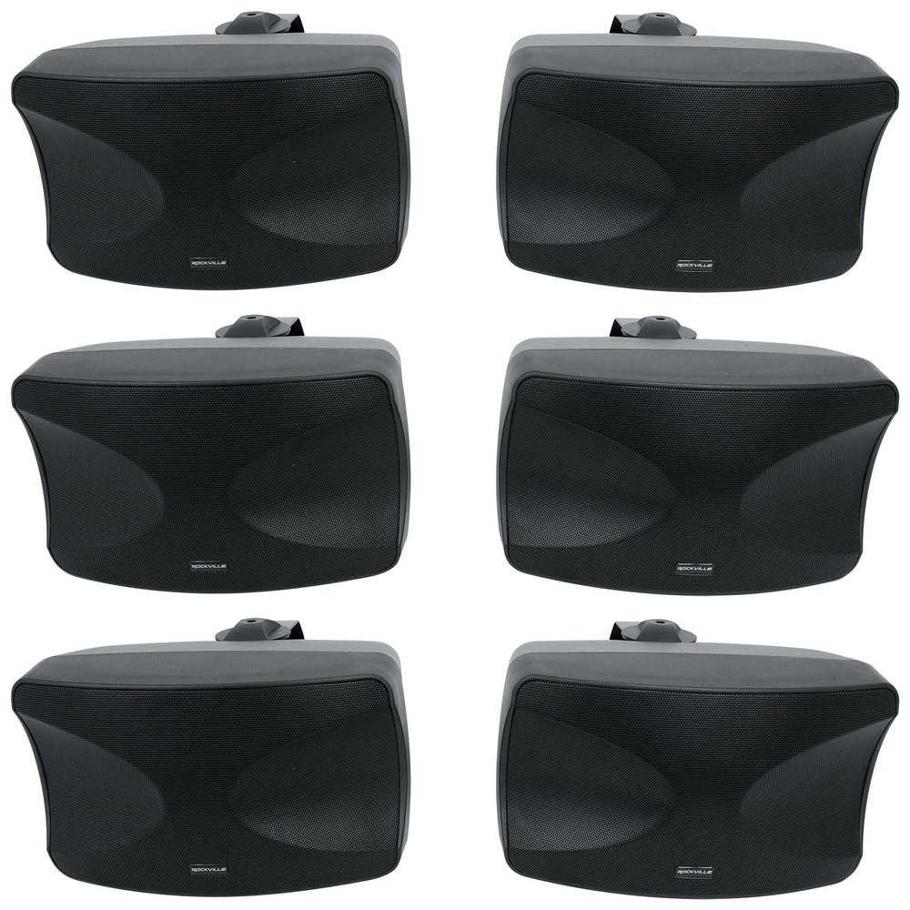 Rockville WET-44 PRO Dual 4" 70V Wall Mount Speakers, Black, 4-Way Swivel, IPX55 Indoor/Outdoor Weatherproof, 45W RMS, 70V Taps (30W/15W/7.5W/3.75W) 6 Ohm, Wide Dispersion, Waterproof Cabinet (3 Item)