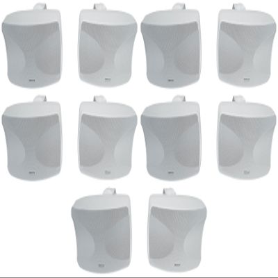 Rockville WET-44 PRO Dual 4" 70V Wall Mount Speakers, White, 4-Way Swivel, IPX55 Indoor/Outdoor Weatherproof, 45W RMS, 70V Taps (30W/15W/7.5W/3.75W) 6 Ohm, Wide Dispersion, Waterproof Cabinet (5 Item)