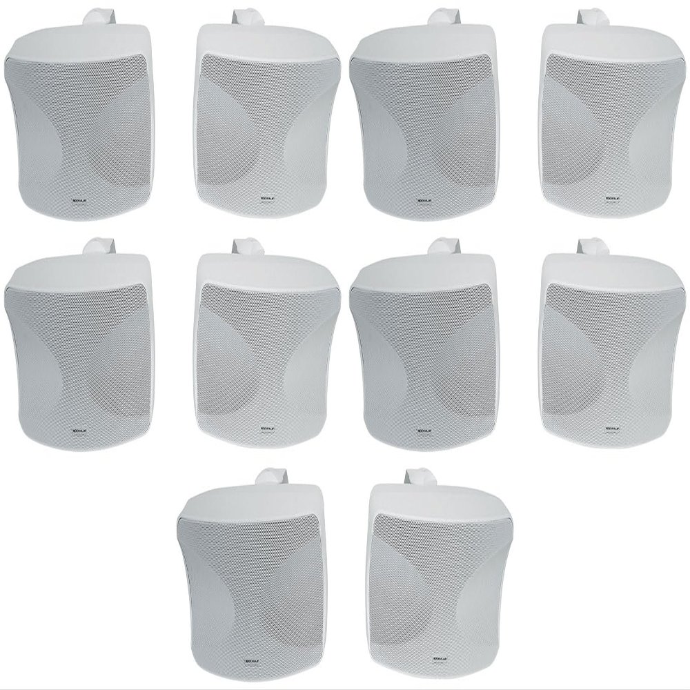 Rockville WET-44 PRO Dual 4" 70V Wall Mount Speakers, White, 4-Way Swivel, IPX55 Indoor/Outdoor Weatherproof, 45W RMS, 70V Taps (30W/15W/7.5W/3.75W) 6 Ohm, Wide Dispersion, Waterproof Cabinet (5 Item)