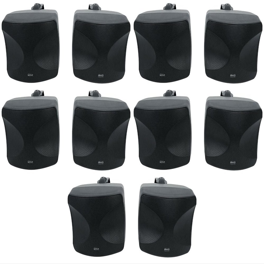Rockville WET-44 PRO Dual 4" 70V Wall Mount Speakers, Black, 4-Way Swivel, IPX55 Indoor/Outdoor Weatherproof, 45W RMS, 70V Taps (30W/15W/7.5W/3.75W) 6 Ohm, Wide Dispersion, Waterproof Cabinet (5 Item)