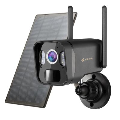 Kittyhok 2K Solar Security Camera Outdoor, 4MP Black FHD Wireless Security Camera, Solar Powered, Forever Power, Smart Detection, Night Vision, Spotlight, Weatherproof for Home Surveillance