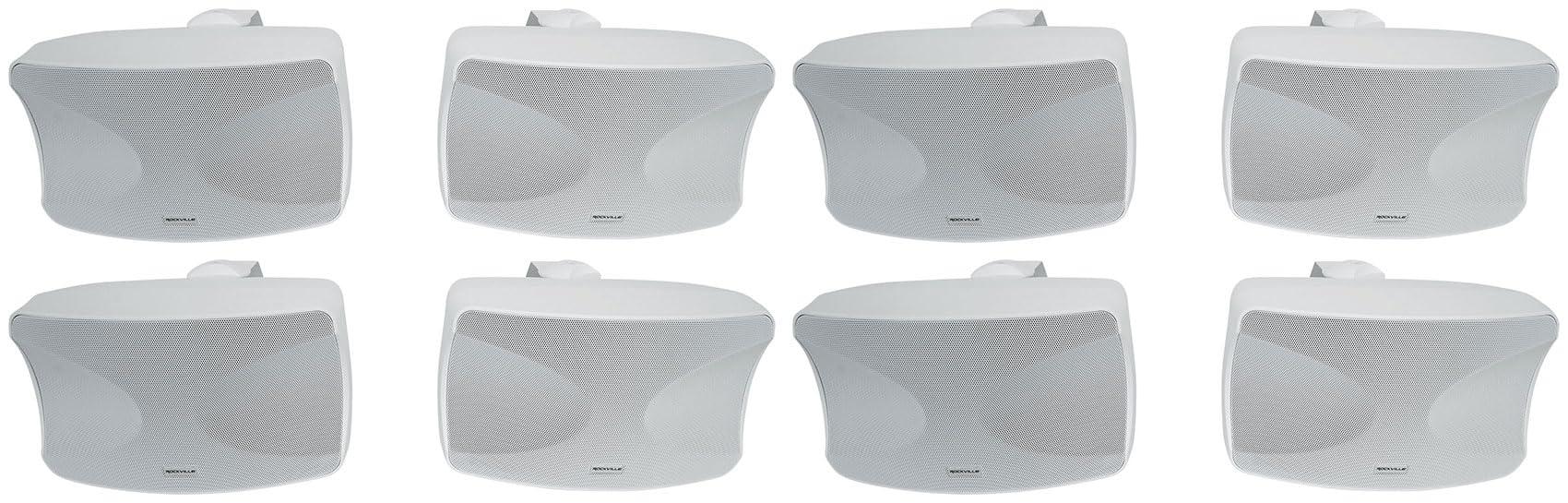 Rockville WET-44 PRO Dual 4" 70V Wall Mount Speakers, White, 4-Way Swivel, IPX55 Indoor/Outdoor Weatherproof, 45W RMS, 70V Taps (30W/15W/7.5W/3.75W) 6 Ohm, Wide Dispersion, Waterproof Cabinet (4 Item) view 1