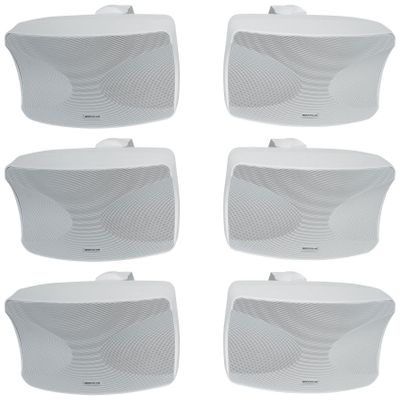 Rockville WET-44 PRO Dual 4" 70V Wall Mount Speakers, White, 4-Way Swivel, IPX55 Indoor/Outdoor Weatherproof, 45W RMS, 70V Taps (30W/15W/7.5W/3.75W) 6 Ohm, Wide Dispersion, Waterproof Cabinet (3 Item)