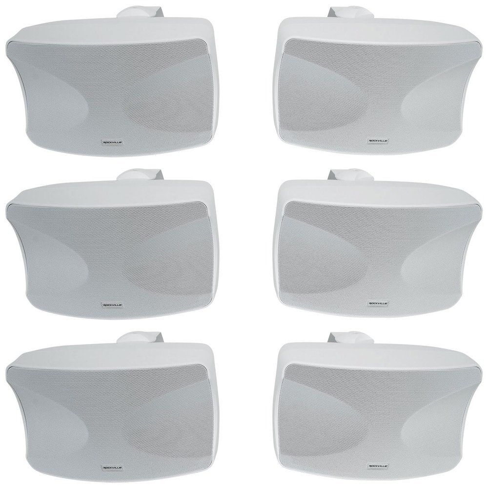 Rockville WET-44 PRO Dual 4" 70V Wall Mount Speakers, White, 4-Way Swivel, IPX55 Indoor/Outdoor Weatherproof, 45W RMS, 70V Taps (30W/15W/7.5W/3.75W) 6 Ohm, Wide Dispersion, Waterproof Cabinet (3 Item)