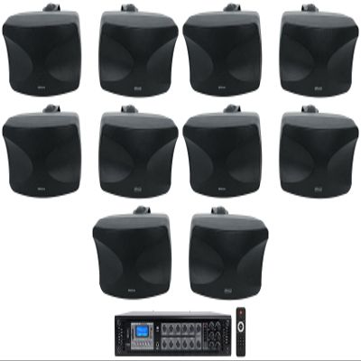 Rockville Bundle: (1) RCS350-6 350 Watt 6 Zone 70v Commercial/Restaurant Amplifier/Bluetooth + (5) Pair WET-44 PRO Dual 4" 4-Way Swivel 70V Commercial Speakers in Black (6 Item)