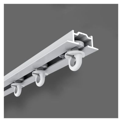 Aluminum Ceiling Curtain Track for Hidden Mount, White Black, Recessed Balcony Sliding Rail for Privacy Divider, Straight Rod with Complete Kit(20ft/609.6cm)
