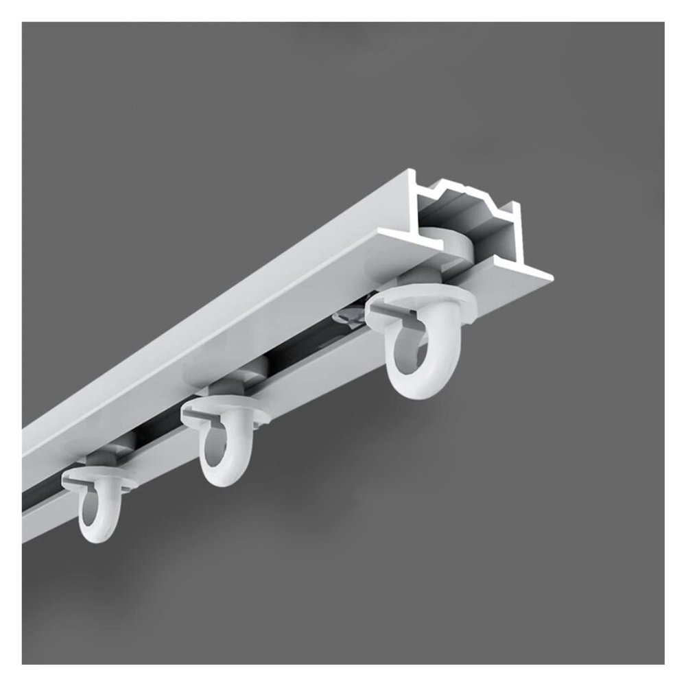 Aluminum Ceiling Curtain Track for Hidden Mount, White Black, Recessed Balcony Sliding Rail for Privacy Divider, Straight Rod with Complete Kit(20ft/609.6cm)