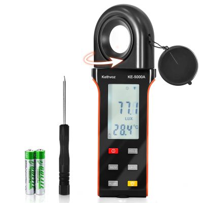 Kethvoz Digital Illuminance Light Meter, 400,000 Lux/FC Illuminance Tester with 270 Rotating Sensor, Data Logging, for Indoor Plants, Greenhouse, Grow Tent, Aquarium, Photography Lighting Measurement