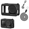 Coyktonty Silicone Cover for DJI Action 4/Action 3, Protective Case Accessories for OSMO Action 4 3, Silicone case/Lost-Proof Strap/Neck Strap/Lens Cap-4in1 Set (Black) view 1