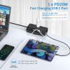 Desk Clamp Power Strip with PD 20W Fast Charging USB C, JXGUCAT 10FT Desktop Mount Power Strip Surge Protector, Removable Extension Cord with 4 Outlets 4 USB Ports, Fit 1.8" Tabletop Edge, Black view 2