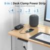 Desk Clamp Power Strip with PD 20W Fast Charging USB C, JXGUCAT 10FT Desktop Mount Power Strip Surge Protector, Removable Extension Cord with 4 Outlets 4 USB Ports, Fit 1.8" Tabletop Edge, Black view 3