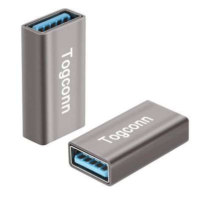 USB Coupler 2 Pack, Aluminum Shell USB 3.0 Type-A Female to Female Extension Adapter Connector, Support 5Gbps Data Transfer and Fast Charge for Connecting Extension Two USB-A Male Ends Cable