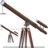 Mary Nautical- U.S. Navy Griffith Antique Adjustable Tripod Nautical Style Decorative Double Barrel Tube Floor Standing Wooden Stand Telescope view 3