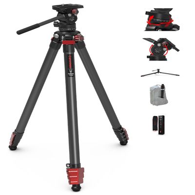 IFOOTAGE Gazelle Travel Tripod TA3B with Komodo Fluid Head K3,62/157.5cm Aluminum Alloy Tripod Kit for Camera,Smartphone Live Streaming Vlog Sony Nikon Canon Fuji DSLR,Load 11lbs,TA3B+K3