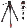 IFOOTAGE Gazelle Travel Tripod TA3B with Komodo Fluid Head K3,62/157.5cm Aluminum Alloy Tripod Kit for Camera,Smartphone Live Streaming Vlog Sony Nikon Canon Fuji DSLR,Load 11lbs,TA3B+K3 view 1