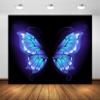 BELECO 10x8ft Fabric Magic Butterfly Wings Backdrop Blue Purple Wings Black Background for Butterfly Theme Party Decorations Kids Adults Artistic Portrait Photoshoot Studio Booth Props view 1