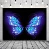 BELECO 10x8ft Fabric Magic Butterfly Wings Backdrop Blue Purple Wings Black Background for Butterfly Theme Party Decorations Kids Adults Artistic Portrait Photoshoot Studio Booth Props view 3