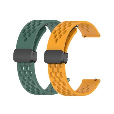Waekethy Band for Amazfit GTR 4/GTR 3, 22mm Watch Strap with Folding Clasp Breathable Silicone Replacement band Compatible with Garmin Vivoactive 4/Venu 2/Forerunner 255/265 Music (Green+yellow)
