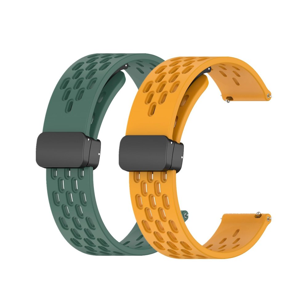 Waekethy Band for Amazfit GTR 4/GTR 3, 22mm Watch Strap with Folding Clasp Breathable Silicone Replacement band Compatible with Garmin Vivoactive 4/Venu 2/Forerunner 255/265 Music (Green+yellow)