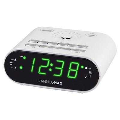 HANNLOMAX HX-158CR Alarm Clock Radio, FM Radio, USB Charge (White)