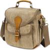 AGDHERSNVX Waxed Canvas Camera Bag DSLR/SLR/Mirrorless Sling Waterproof Purse with Tripod Holder Anti-shock Crossbody Case Compatible for Nikon Canon Sony Khaki view 1