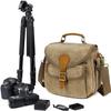 AGDHERSNVX Waxed Canvas Camera Bag DSLR/SLR/Mirrorless Sling Waterproof Purse with Tripod Holder Anti-shock Crossbody Case Compatible for Nikon Canon Sony Khaki view 3