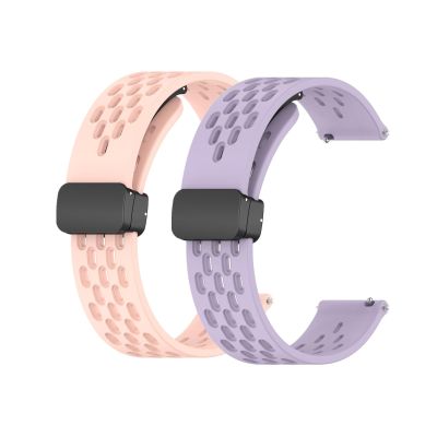Waekethy Band for Amazfit GTR 4/GTR 3, 22mm Watch Strap with Folding Clasp Breathable Silicone Replacement band Compatible with Garmin Vivoactive 4/Venu 2/Forerunner 255/265 Music (Pink+purple)