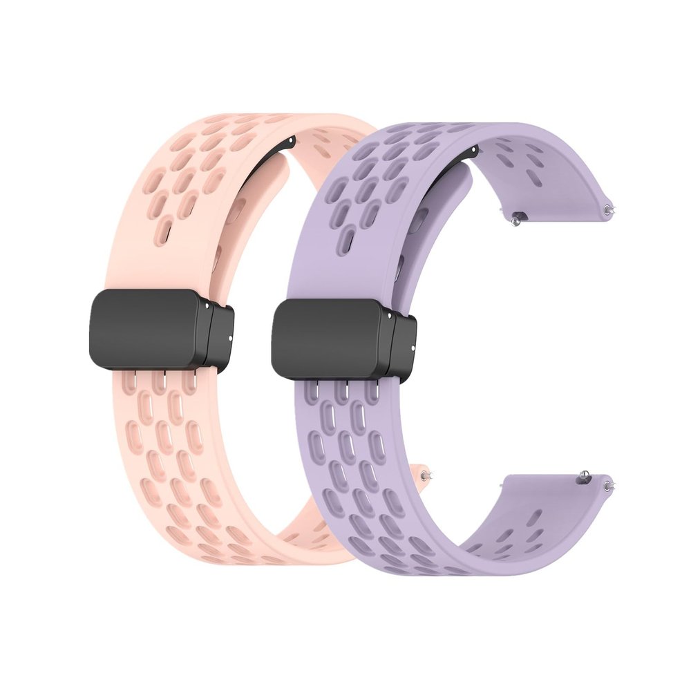 Waekethy Band for Amazfit GTR 4/GTR 3, 22mm Watch Strap with Folding Clasp Breathable Silicone Replacement band Compatible with Garmin Vivoactive 4/Venu 2/Forerunner 255/265 Music (Pink+purple)