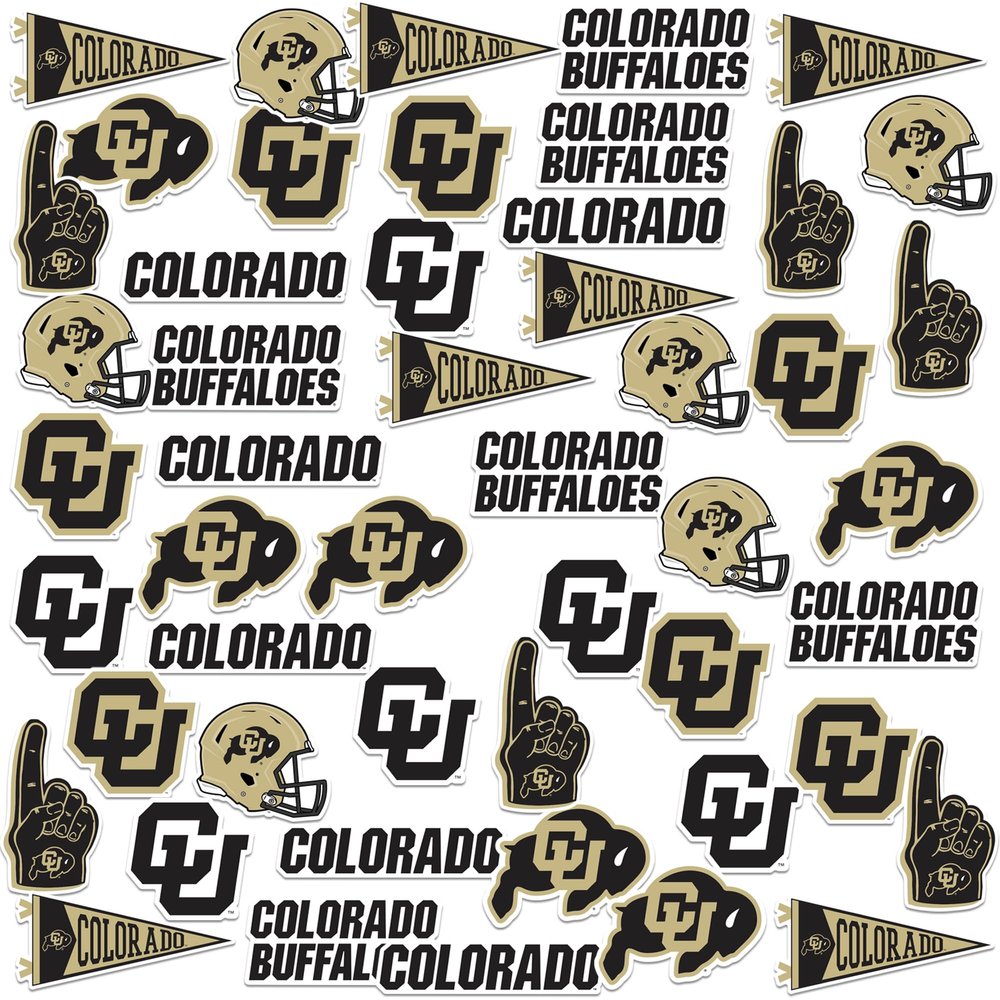 University of Colorado 50ct Vinyl Large Deluxe Stickers Variety Pack - Laptop, Water Bottle, Scrapbooking, Tablet, Skateboard, Indoor/Outdoor - Set of 50