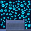 127 Glow in The Dark Dog Paw Stickers Luminous Removable Vinyl Wall Decals for Kids Nursery Bedroom(Blue Light) view 1