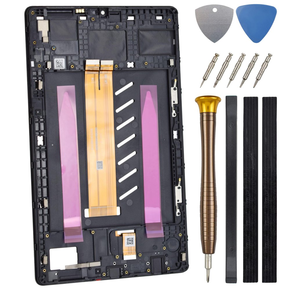 Full Screen with Screen Frame for Samsung Galaxy Tab A7 Lite Tab A7 Lite LTE SM-T225 SM-T225N LCD Display Touch Digitizer Screen Replacement with Tool Kit and Adhesive (LTE Version) Black 8.7"