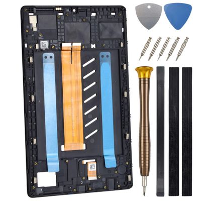 Full Screen with Screen Frame for Samsung Galaxy Tab A7 Lite Tab A7 Lite Wi-Fi SM-T220 LCD Display Touch Digitizer Screen Replacement with Tool Kit and Adhesive (WiFi Version) Black 8.7"