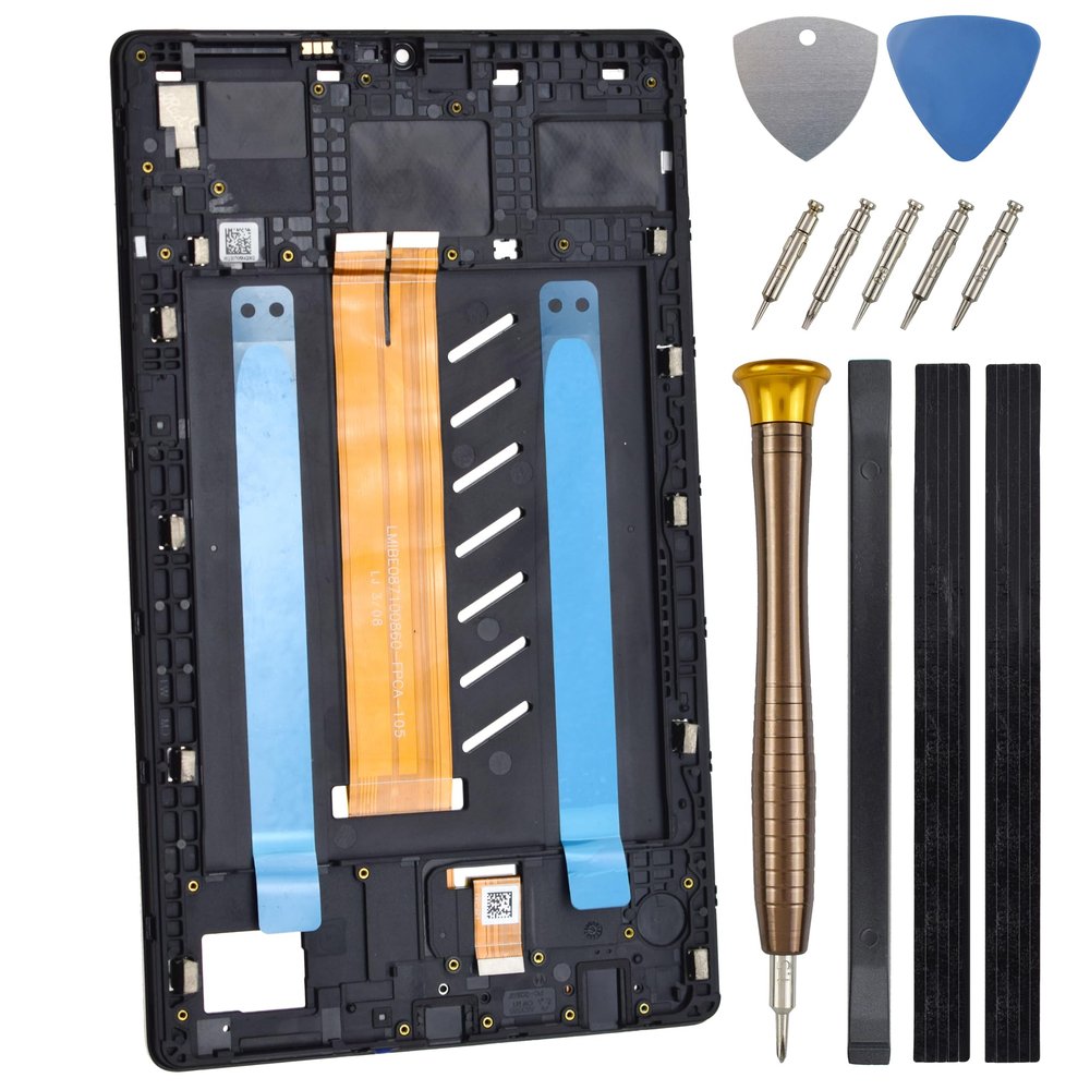 Full Screen with Screen Frame for Samsung Galaxy Tab A7 Lite Tab A7 Lite Wi-Fi SM-T220 LCD Display Touch Digitizer Screen Replacement with Tool Kit and Adhesive (WiFi Version) Black 8.7"