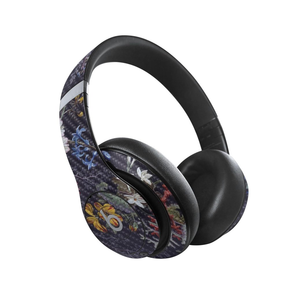 MightySkins Carbon Fiber Skin Compatible with Beats Studio Pro - Midnight Blossom | Protective, Durable Textured Carbon Fiber Finish | Easy to Apply
