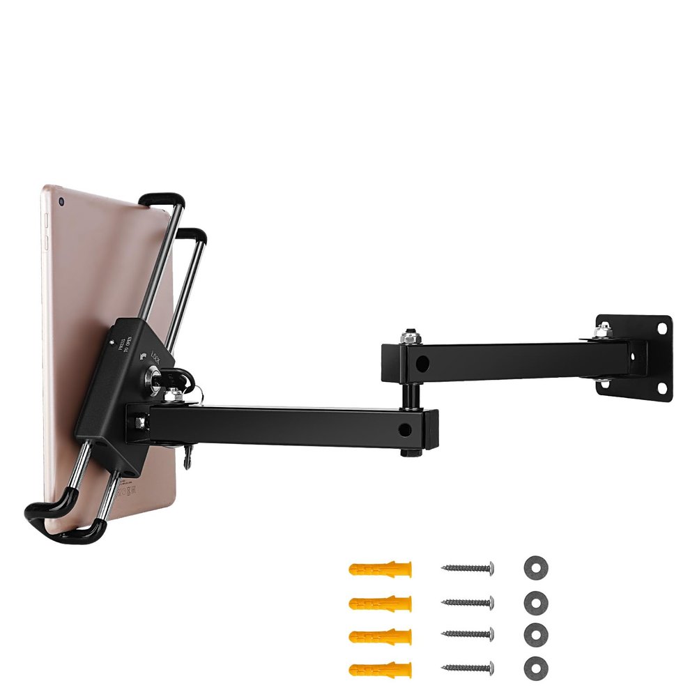 GSRUAN Tablet Wall Mount Bracket for 7-13 inch Tablets, Anti-Theft Adjustable Stand Holder for Exhibition Halls, Meeting Rooms, Classroom, Supermarket, etc.