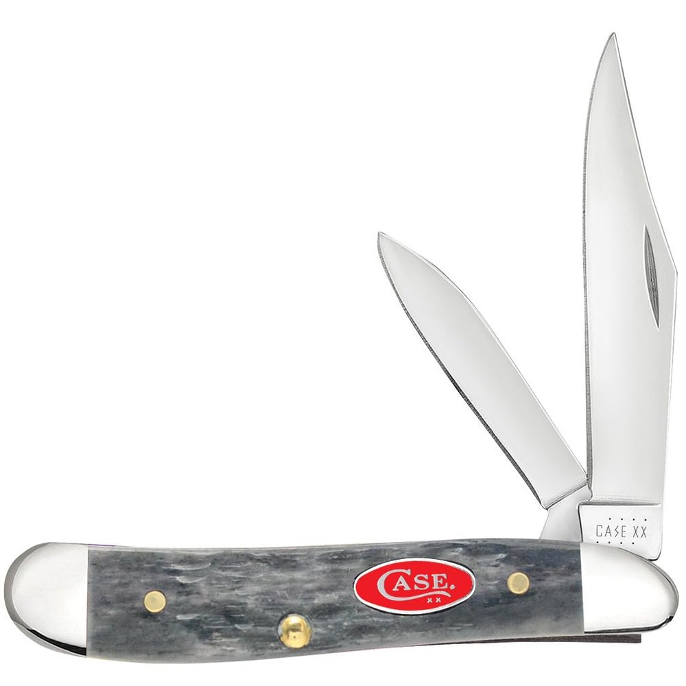 Case XX WR Pocket Knife Peanut, Gray Jigged Bone W/Red Oval Shield, Item #39974 (6220 SS) 2 7/8 Inches Closed
