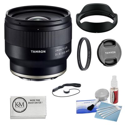 Tamron 24mm f/2.8 Di III OSD M 1:2 Lens for Sony E Bundled with 67mm UV Filter + 5-Piece Camera Cleaning Kit + Lens Cap Keeper + Microfiber Cleaning Cloth (5 Items)