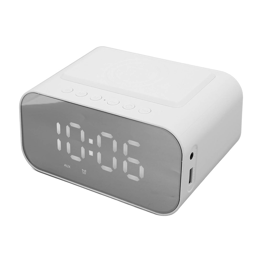 Yunseity Bluetooth Speaker with Alarm Clock, Charger 15W Fast Charging, FM Radio, Sleep Timer, 3 Levels Brightness Adjustable, Built in Microphone, Dimmable Night Light for