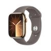 Apple Watch Series 9 [GPS + Cellular 45mm] Smartwatch with Gold Stainless Steel Case with Clay Sport Band S/M. Fitness Tracker, Blood Oxygen & ECG Apps, Always-On Retina Display view 1