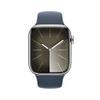 Apple Watch Series 9 [GPS + Cellular 45mm] Smartwatch with Silver Stainless Steel Case with Storm Blue Sport Band S/M. Fitness Tracker, Blood Oxygen & ECG Apps, Always-On Retina Display view 2