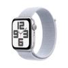 Apple Watch SE (2nd Gen) [GPS 44mm] Smartwatch with Silver Aluminum Case with Winter Blue Sport Loop. Fitness & Sleep Tracker, Crash Detection, Heart Rate Monitor, Carbon Neutral view 1